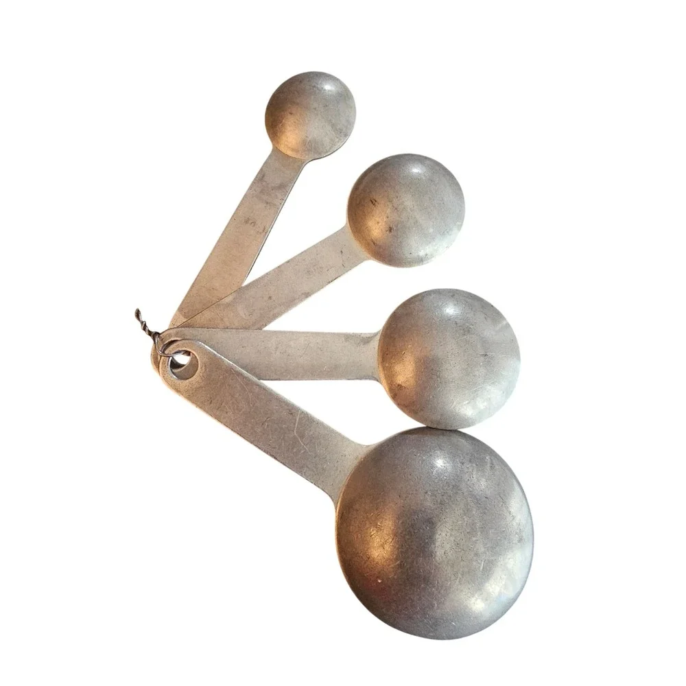 Vintage Aluminum Measuring Spoons Set 4 Piece Rustic Farmhouse Kitchen Decor